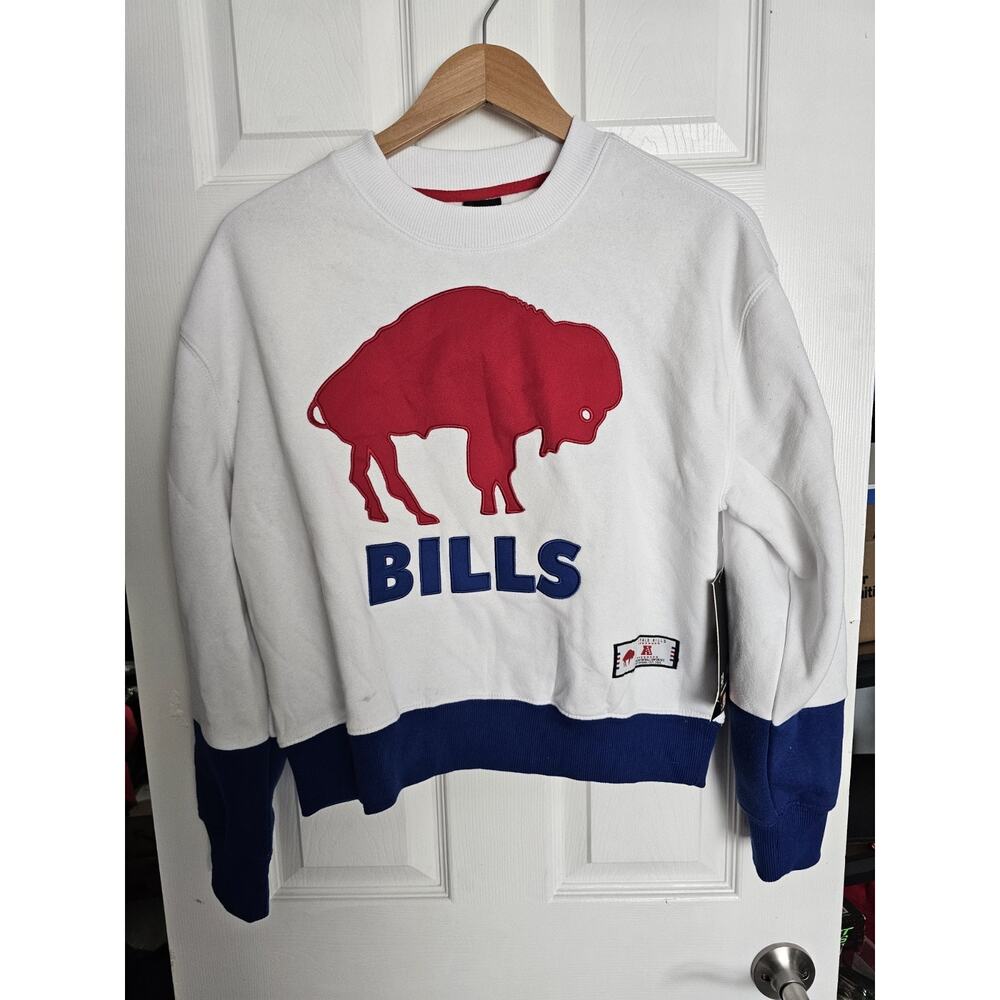 Buffalo Bills NFL Team Apparel Red WhiteBlue Sweatshirt Size Small NWT (Defects)